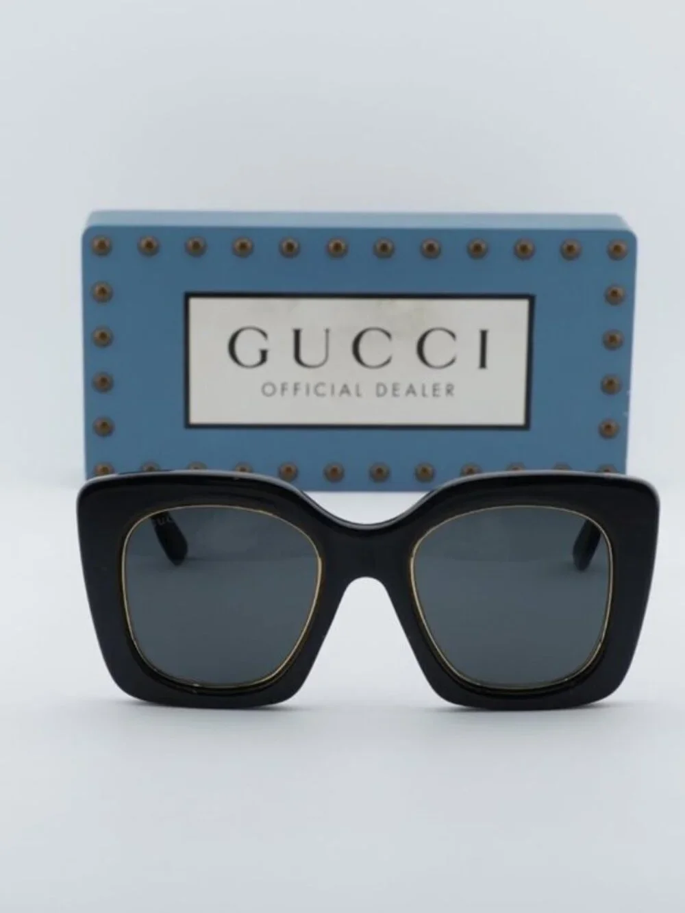 Gucci GG1151S 001 Women Butterfly Sunglasses - Black with Gold / Grey